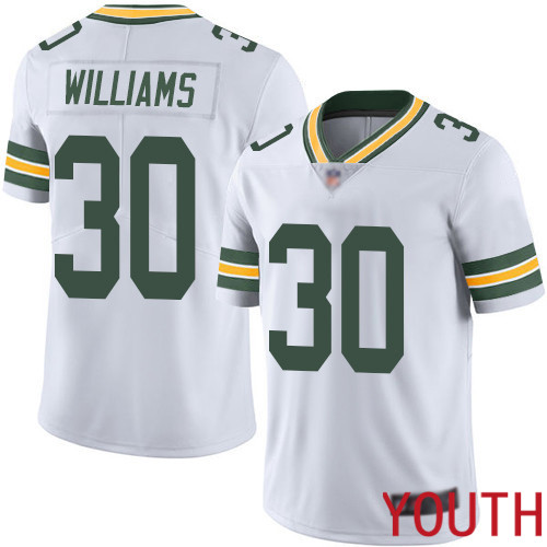 Green Bay Packers Limited White Youth 30 Williams Jamaal Road Jersey Nike NFL Vapor Untouchable